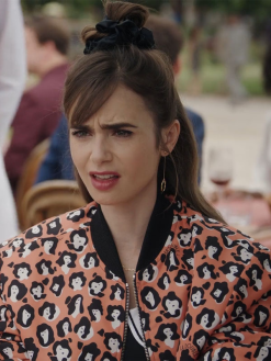Emily Cooper Emily In Paris S03 Lily Collins Orange Bomber Jacket