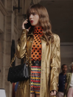 Emily In Paris Lily Collins S3 Golden Coat
