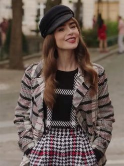 Emily In Paris S03 Lily Collins Grey Plaid Blazer 3