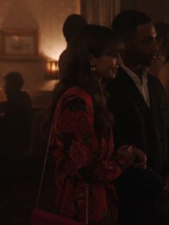 Emily In Paris S3 Lily Collins Red Rose Printed Blazer