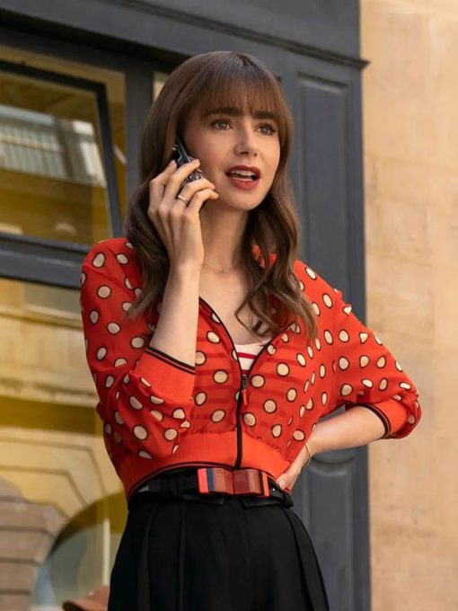 Emily In Paris SO3 Lily Collins Red Cropped Jacket