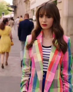 Emily-in-Paris-S03-Lily-Collins-Multi-Color-Blazer