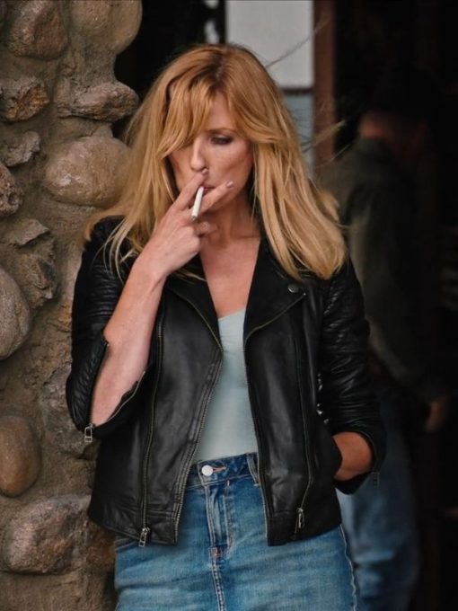Kelly Reilly TV Series Yellowstone S04 Black Leather Jacket