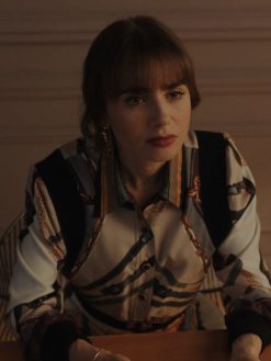Lily Collins Emily In Paris SeasonO3 Emily Cooper Belt Print Jacket