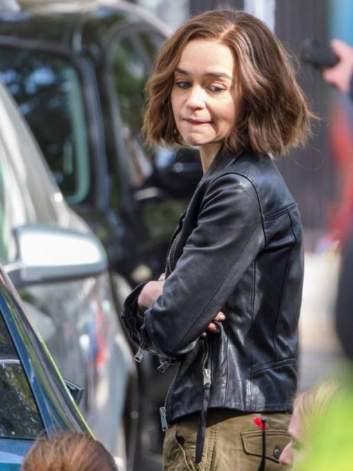 Secret Invasion Emilia Clarke Black Leather Jacket