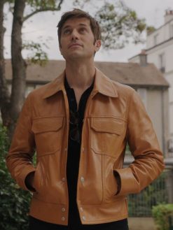 TV Series Emily in Paris Season 03 Lucas Bravo Brown Leather Jacket