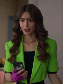 Lily-Collins-Emily-in-Paris-S02-Emily-Cooper-Green-Cropped-Blazer