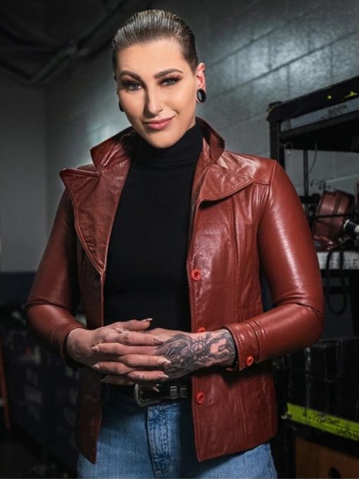 WWE-Rhea-Ripley-Brown-Leather-Jacket