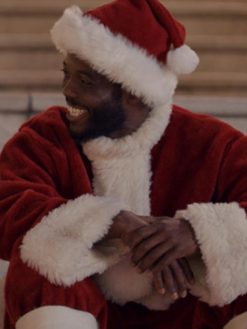 Santa Rex Film Holiday Twist 2023 Blake Leeper Red Shearling Santa Coat