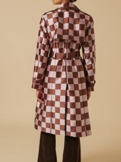 Emily Cooper TV-Series Emily In Paris S04 Lily Collins Pink Brown Checkered Coat