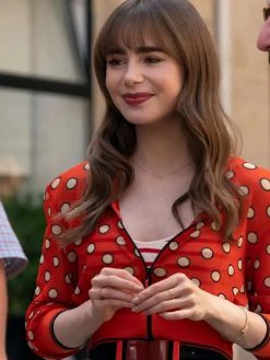 Emily In Paris S03 Emily Cooper Red Cropped Jacket