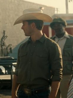 Glen Powell Twisters Tyler Owens Green Cotton Shirt