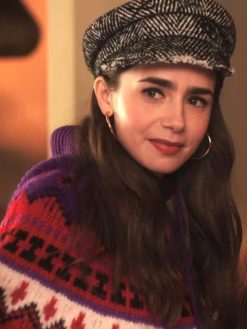 Emily Cooper Emily In Paris S4 Lily Collins Red Jacquard Sweater