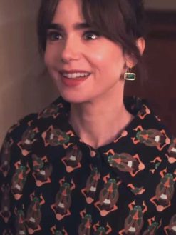 Emily In Paris S4 Lily Collins Beetle Print Cape Coat