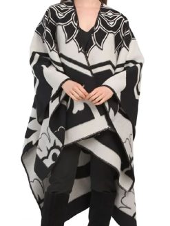 TV-Series Emily In Paris S04 Louise Black & White Printed Cape Coat
