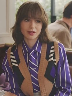 Emily in Paris Season 04 Emily Cooper Purple Striped Shirt