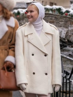 Camille Emily In Paris Season 04 Camille Razat White Double Breasted Coat
