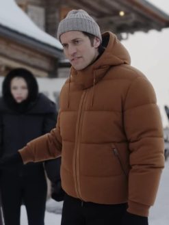 Lucas Bravo Emily In Paris S04 Chef Gabriel Brown Puffer Jacket