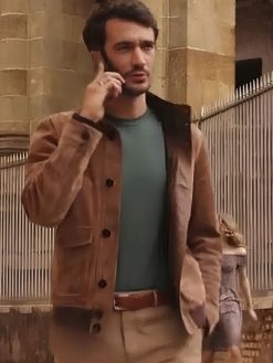 Marcello Muratori Emily In Paris S04 Eugenio Franceschini Brown Suede Bomber Jacket