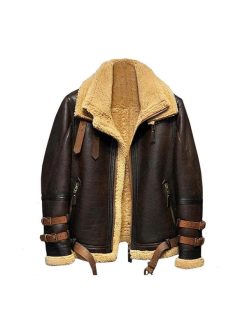 B3 Flight Sheepskin Aviator Fur Leather Jacket