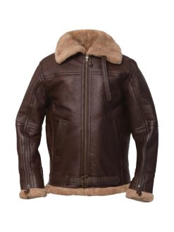 Men Brown Bomber Leather Jacket