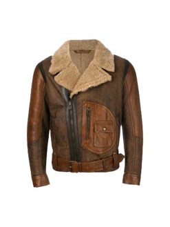 Mens Aviator Raf B3 Leather Bomber Flying Jacket