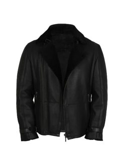 Men's Aviator Black Shearling Leather Flying Jacket