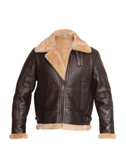 RAF Aviator Bomber Real Shearling Brown Leather Jacket