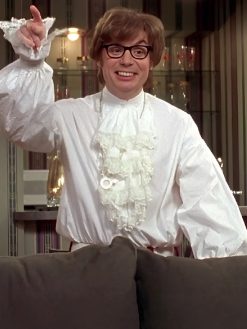 Mike Myers Austin Powers White Ruffle Silk Shirt