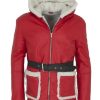 Men’s Festive Red Snow Top Fur Jacket