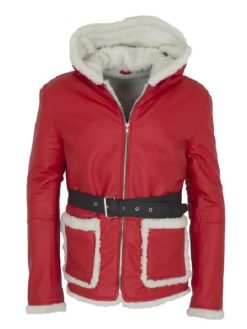 Men’s Festive Red Snow Top Fur Jacket