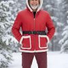 Men’s Christmas Cosplay Santa Claus Festive Snow Top Fur Bomber Jacket