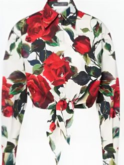 Emily In Paris S05 Emily Cooper Rose Printed White Top