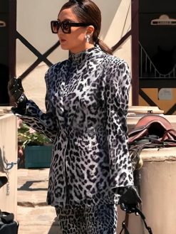 Ashley Park Grey Leopard Printed Blazer