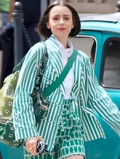 Emily In Paris S05 Lily Collins Striped Jacket