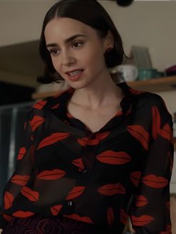 Lips Printed Black Blouse