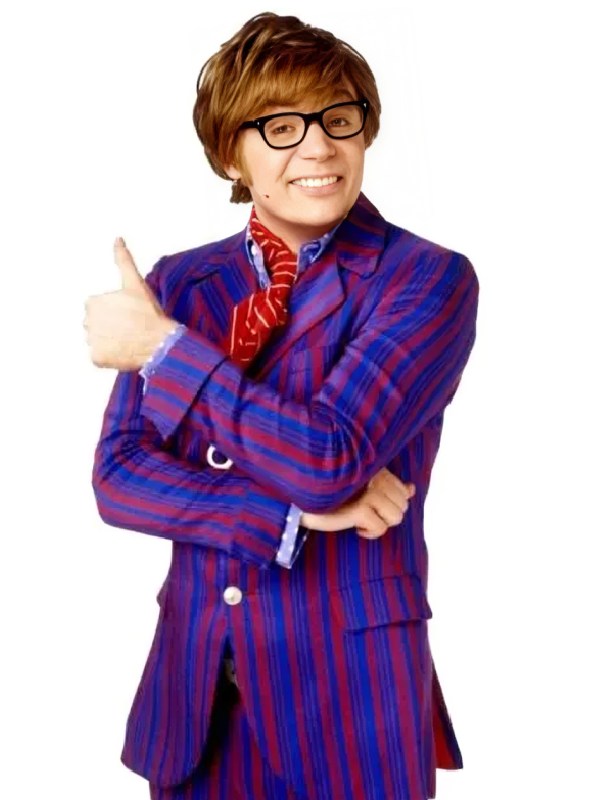 Austin Power Mike Myers Magenta Stripes Electric Blue Pinstripe Suit Austin Power Pinstripe Suit-Shop Now