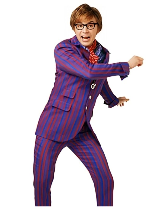 Austin Power Pinstripe Suit Austin Power Mike Myers Magenta Stripes Electric Blue Pinstripe Suit